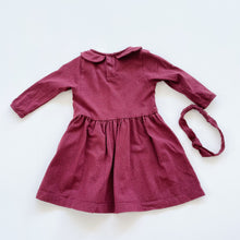 Load image into Gallery viewer, Nature Baby Organic L/S Dress + Headband Maroon Dotted (6-12m)
