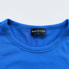 Load image into Gallery viewer, White Fox Ribbed Tee Royal Blue NWOT (14y/Small adult)
