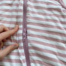 Load image into Gallery viewer, Woolbabe Org Cotton/Merino Sleeveless Sleeping Suit Pink Stripes Duvet Weight (3y)
