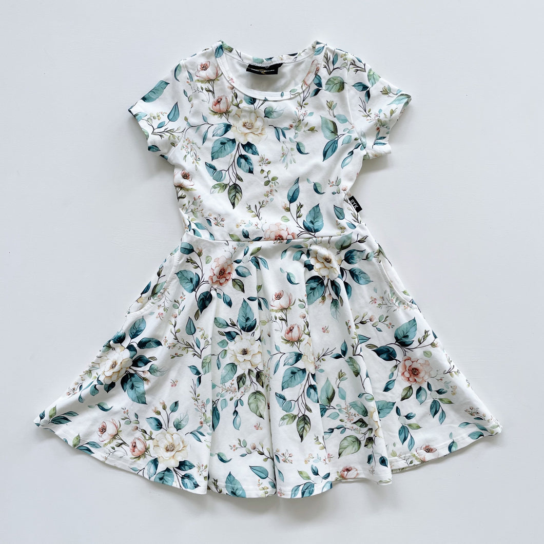 Rock Your Kid Blue/Cream Floral Twirl Dress NWOT (4-5y)