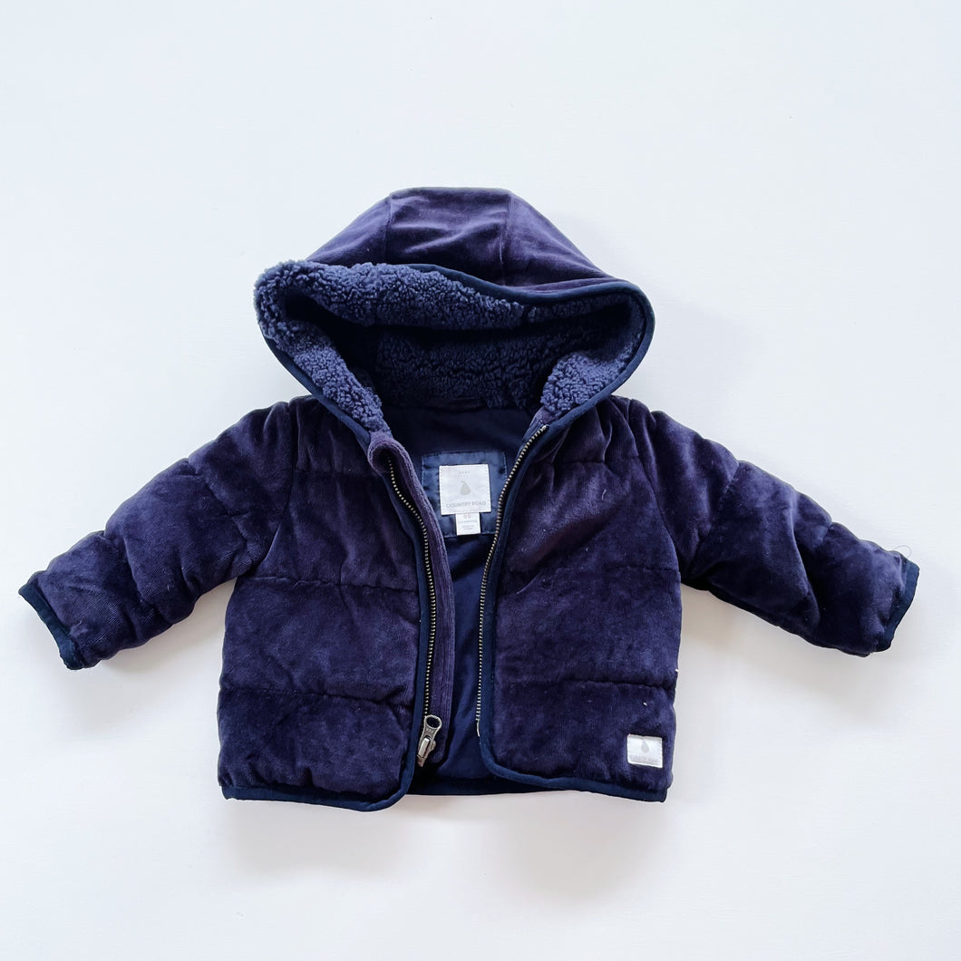 Country Road Velvet Puffer Jacket Navy (3-6m)
