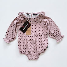 Load image into Gallery viewer, Rock Your Baby Organic Cotton Romper Purple Dotted NEW (12-18m)
