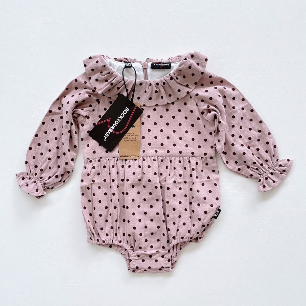 Rock Your Baby Organic Cotton Romper Purple Dotted NEW (12-18m)