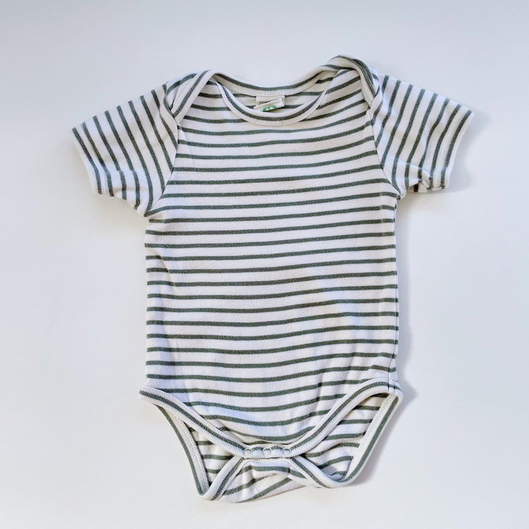 Nature Baby Organic Bodysuit Green/White Stripes (3-6m)
