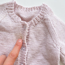 Load image into Gallery viewer, Handmade Lambswool Cardigan Lilac/ Clay (0-3m)
