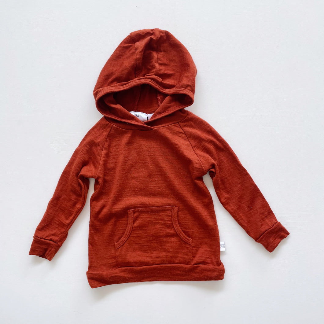 BABU Merino Wool Hooded Top Rust (12-18m)