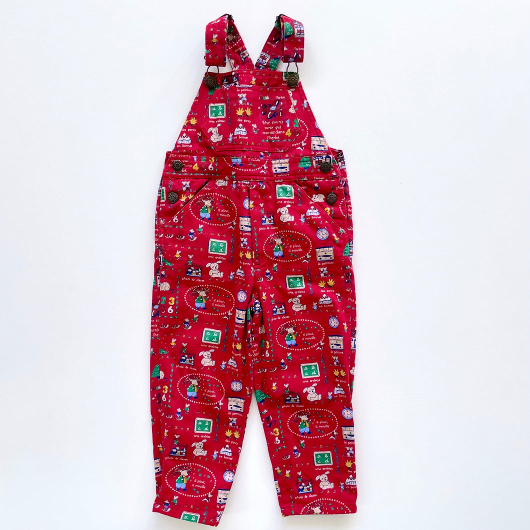 Rare Vintage Jacadi Paris Red Patterned Overalls (3y)