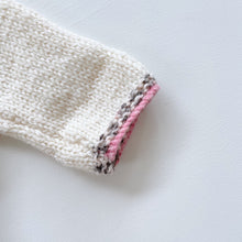 Load image into Gallery viewer, Handmade Wool Cardigan Cream/Pink Trim (0-3m)
