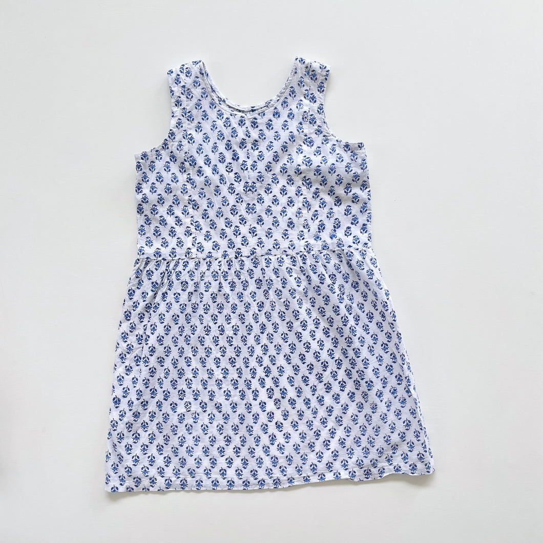 Handmade Cotton Dress w/ Delftware Floral Pattern (6y)