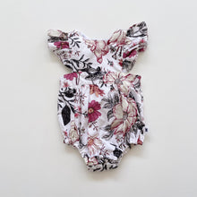 Load image into Gallery viewer, Miss Finns Handmade Romper Fuchsia/Black Floral (3-6m)
