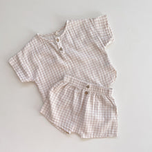 Load image into Gallery viewer, Quincy Mae Check Set Beige (2-3y)
