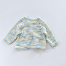 Load image into Gallery viewer, Handmade Blue/Yellow Speckled Knit Cardigan (3-6m)
