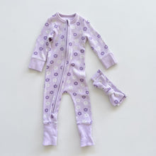 Load image into Gallery viewer, Country Road Organic  All-In-One + Headband Purple Floral (0-3m)
