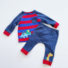 Load image into Gallery viewer, Next 2 Piece Set Blue/Red Stripes (3-6m)
