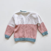 Load image into Gallery viewer, Stunning Handmade Wool Cardigan Blue/White/Pink (2y)
