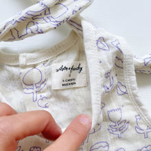 Load image into Gallery viewer, Wilson &amp; Frenchy Organic Romper Lilac Tulips NWOT (6-12m)
