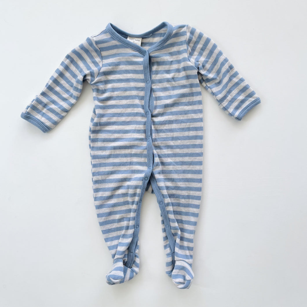 Baby Baby Merino Onesie Blue Stripes (6-12m)