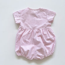 Load image into Gallery viewer, Vintage ABC Romper Pink Stripes (3-6m)
