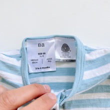 Load image into Gallery viewer, BABU Merino Onesie Blue Stripes (3-6m)

