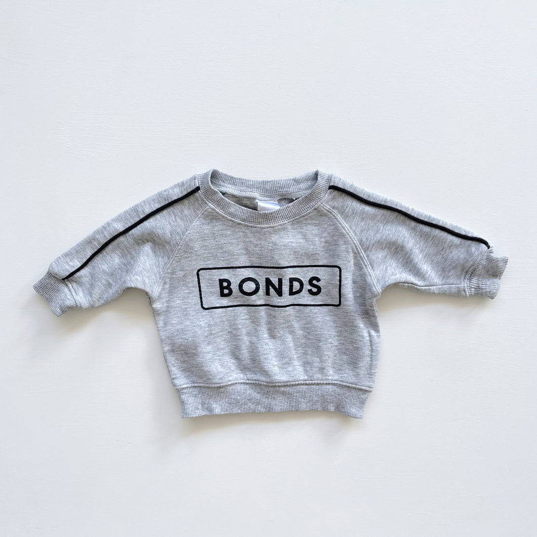 Bonds Sweater Grey/ Logo (0-3m)