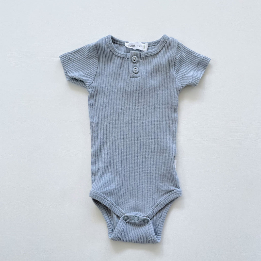 Jamie Kay Organic Ribbed Bodysuit S/S Blue (3-6m)