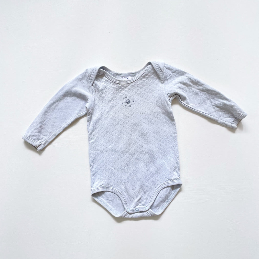 Petit Bateau Long Sleeve Bodysuit Quilted Blue (12-18m)