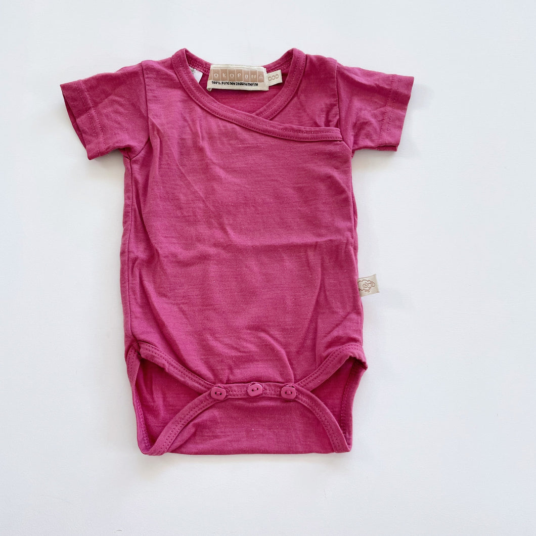 Mokopuna Merino Wool Bodysuit Pink (0-3m)