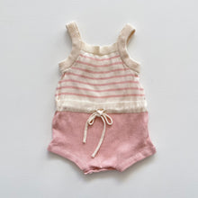 Load image into Gallery viewer, Nature Baby Organic Lightweight Knit Romper Pink/Beige (0-3m)
