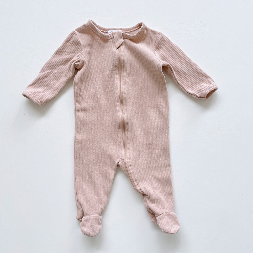 Ribbed All-In-One Pastel Pink (3-6m)