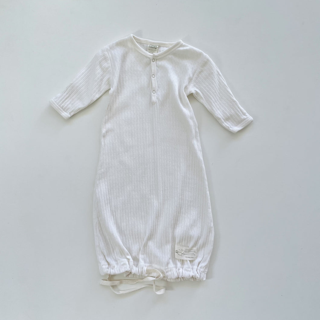 Nature Baby Organic Cotton Pointelle Sleeping Gown White (0-3m)