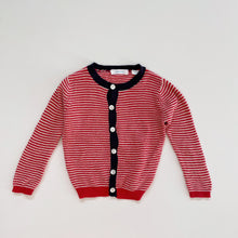 Load image into Gallery viewer, Country Road Lightweight Cotton Cardigan Red Stripes (6-12m)
