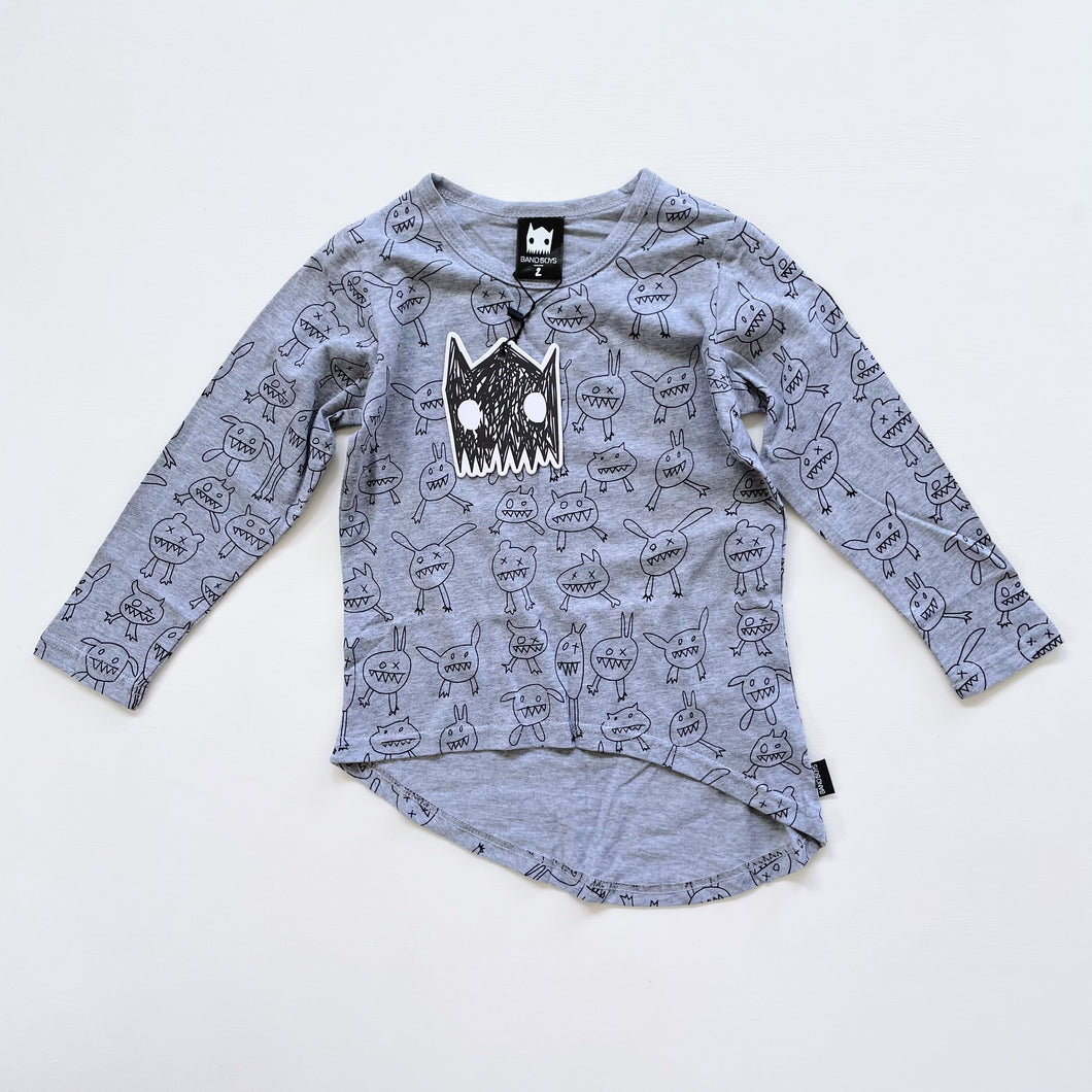 Band of Boys Monster Mash Up L/S Tee Grey NEW (2y)