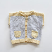 Load image into Gallery viewer, Handmade Merino Vest Blue/Yellow (1-2y)
