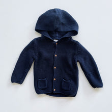 Load image into Gallery viewer, Next Cotton Knit Hooded Cardigan Navy (1y)
