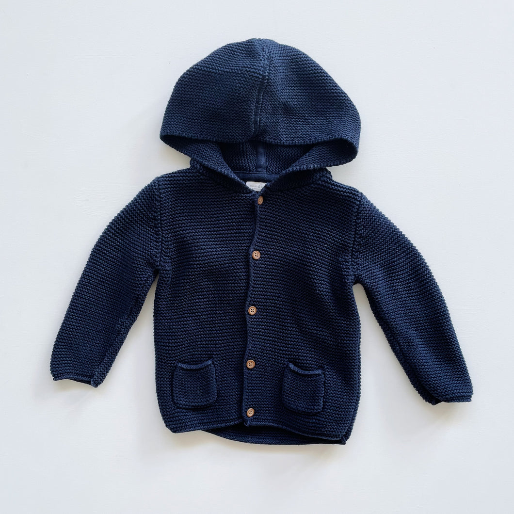 Next Cotton Knit Hooded Cardigan Navy (1y)