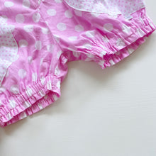 Load image into Gallery viewer, NZ Made Romper Pink Polkadots (12m)
