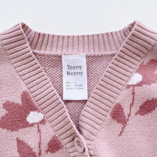 Load image into Gallery viewer, Teeny Weeny Knit Cotton Cardigan Berry Pink Floral (18-24m)

