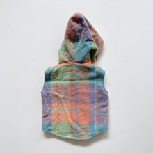 Load image into Gallery viewer, Handmade Wool Hooded Blanket Vest Candy Floss Check (12-18m)
