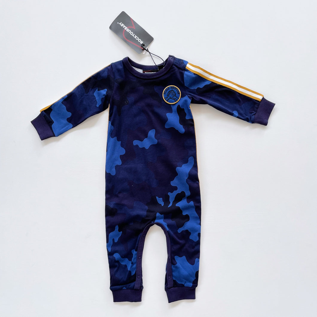 Rock Your Baby Peace Brother All-In-One Blue NEW (12-18m)