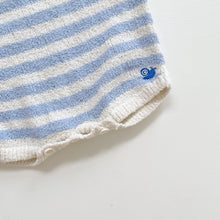 Load image into Gallery viewer, Seed Knit Romper Blue Stripe (0-3m)
