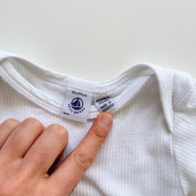 Load image into Gallery viewer, Petit Bateau Short Sleeve Bodysuit White Rib *tagged 18m (6-12m)
