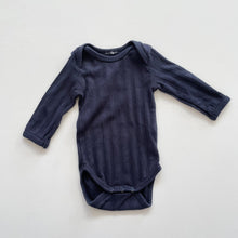 Load image into Gallery viewer, Nature Baby L/S Organic Bodysuit Navy Rib (newborn)

