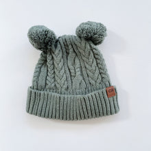 Load image into Gallery viewer, Country Road Cable Knit Pom-Pom Beanie Green (0-6m)
