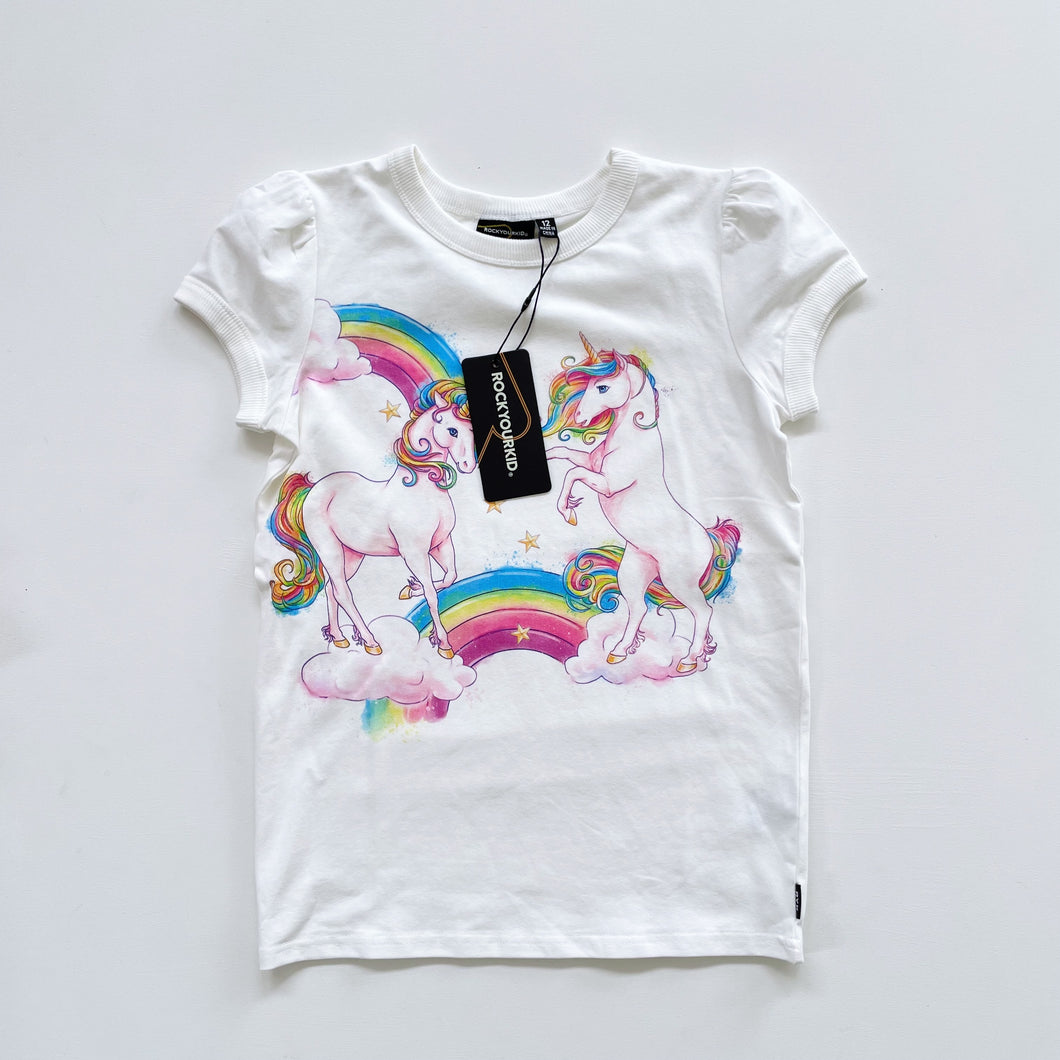 Rock Your Kid Unicorns T-Shirt Cream NEW (12y)