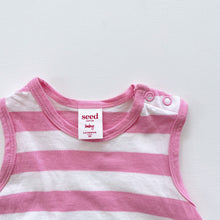 Load image into Gallery viewer, Seed Cotton Romper Pink Stripes (3-6m)
