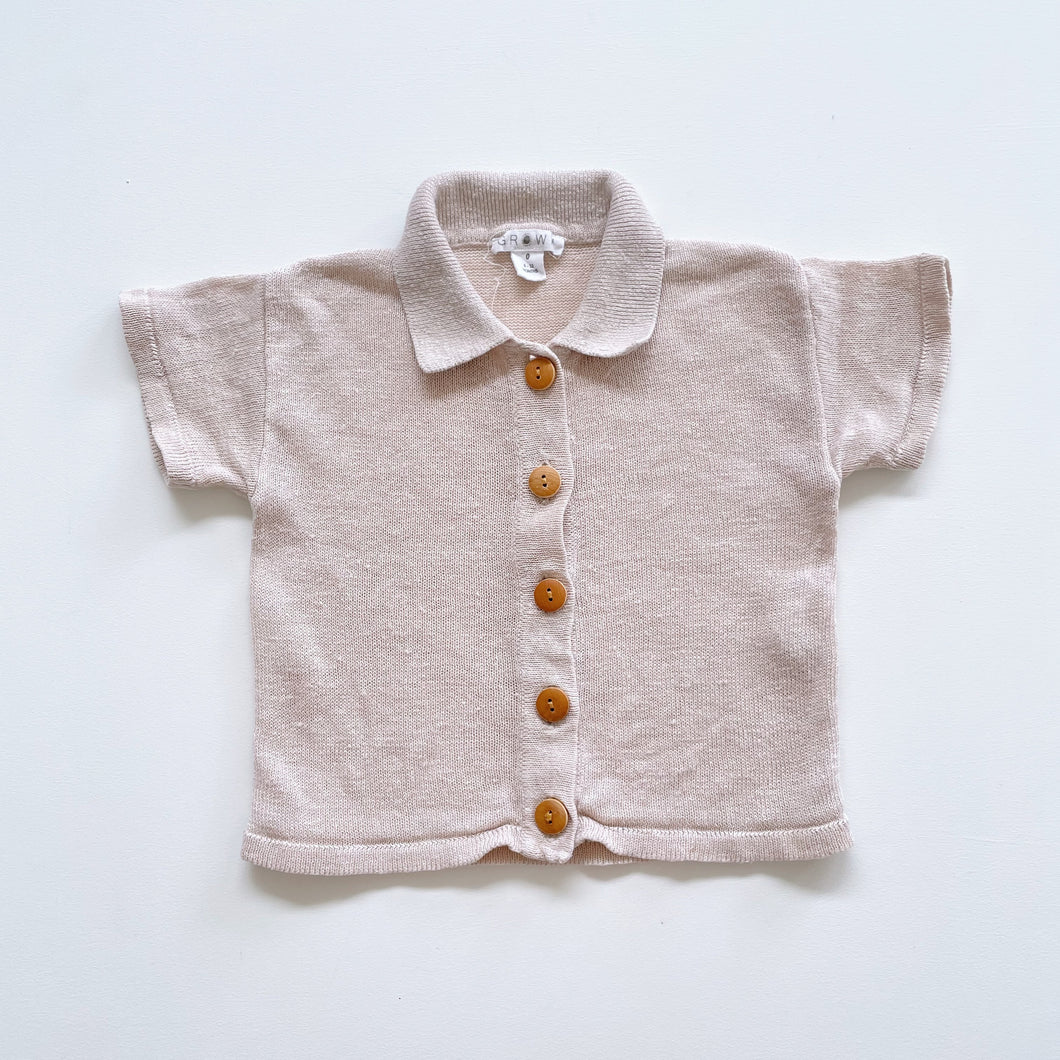 Grown Linen Button Shirt Beige (6-12m)