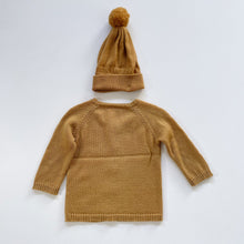 Load image into Gallery viewer, Nature Baby Merino Knit Cardigan + Beanie Mustard (2y)
