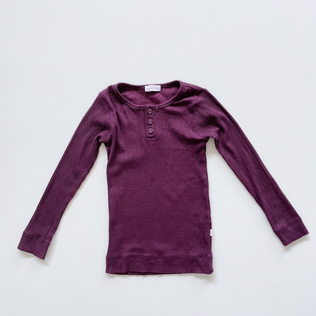 Jamie Kay Organic Rib Henley Top Berry (3y)