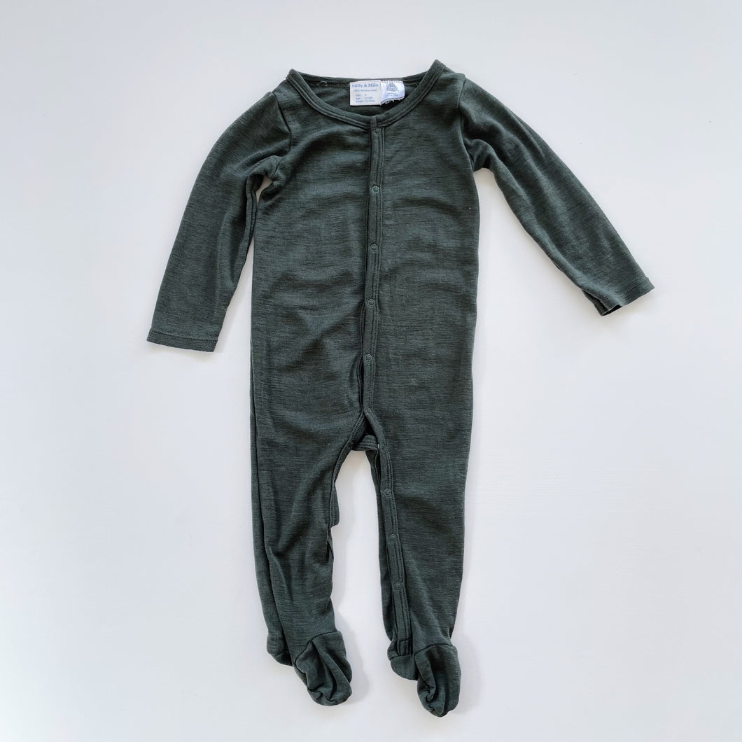 Milly & Milo Merino Onesie Green (6-12m)