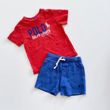 Load image into Gallery viewer, Polo Ralph Lauren Kindy T-Shirt Red + Blue Shorts (2y)
